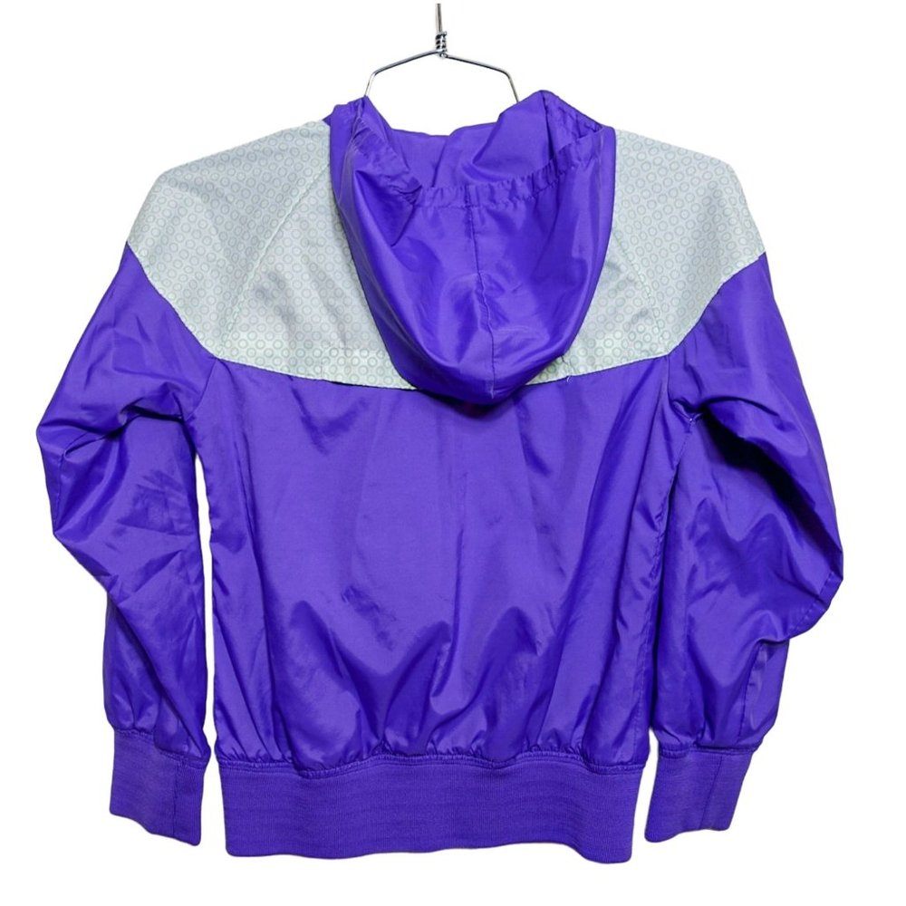 Nike Girls Small Jacket Hooded Windbreaker Purple Full-Zip Athletic Athleisure - Picture 2 of 5